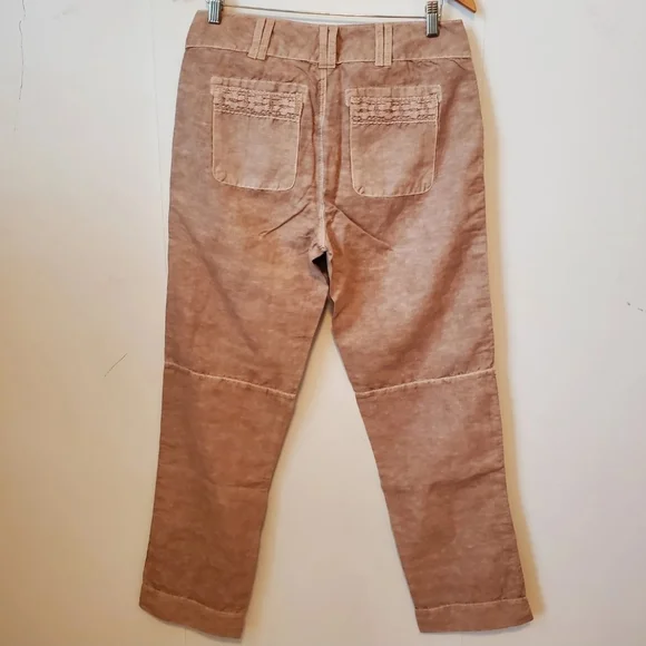 $FINAL$  NWOT Sundance Organia Cotton Linen Blend Convertable Pants Lace Trim - Picture 6 of 10